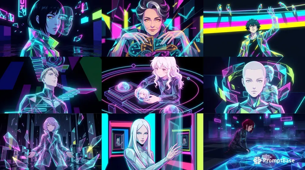Surreal Anime Neon Portraits