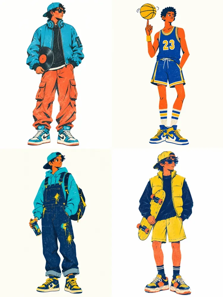 Retro Risograph Streetwear Characters