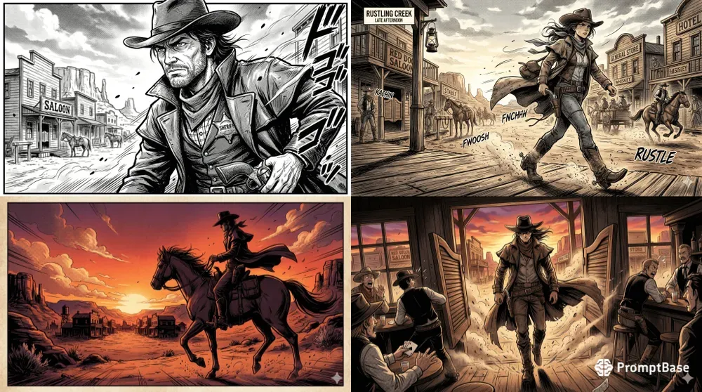 Epic Wild West Scenes In Manga Style