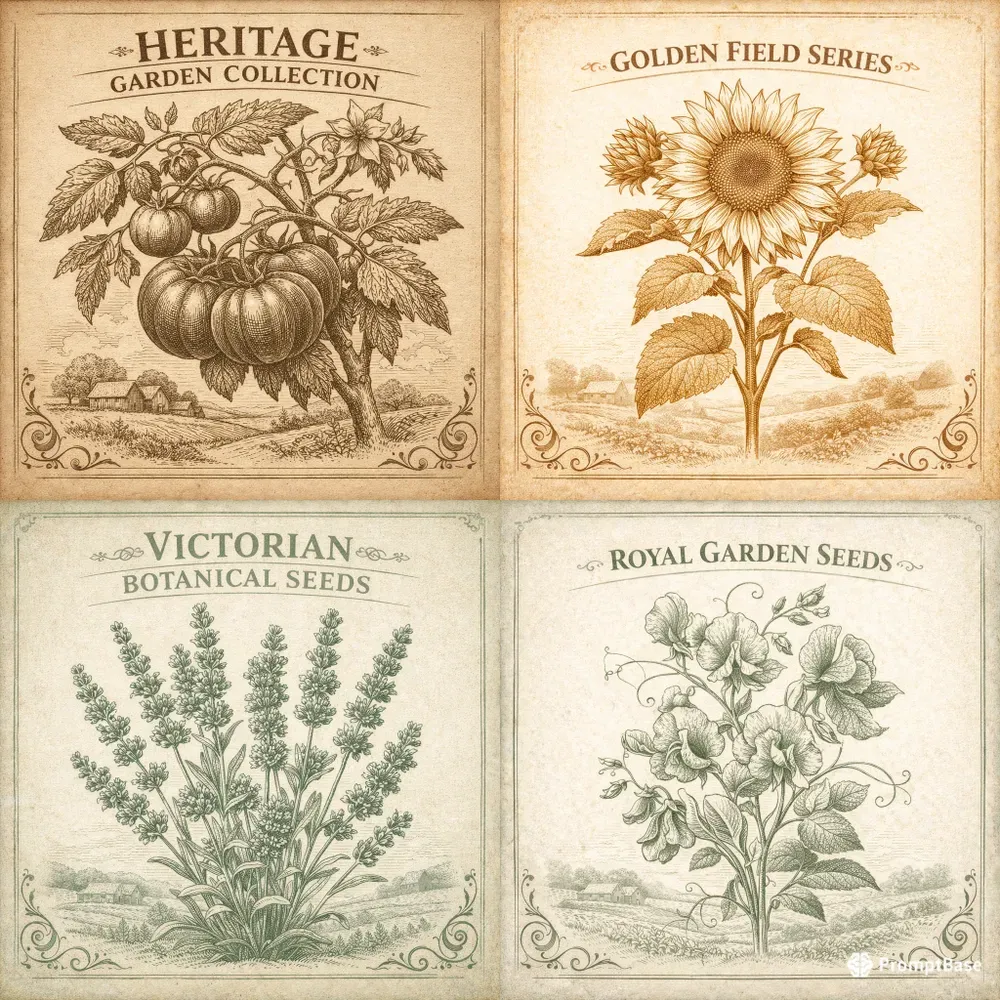 Vintage Botanical Seed Packet Art