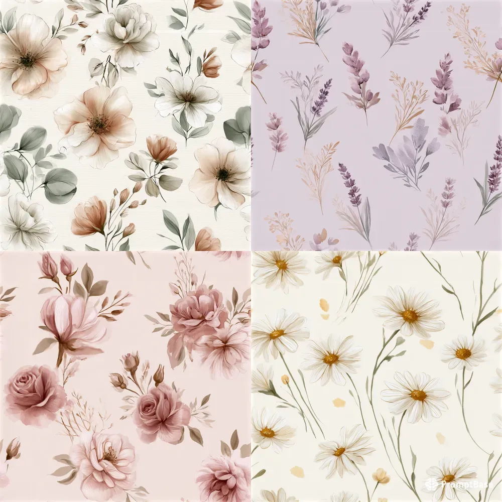 Seamless Boho Floral Patterns