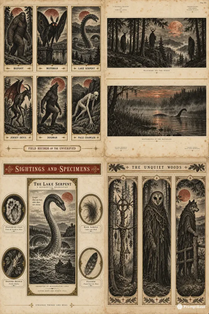 Cryptid And Folklore Engraving Sheets