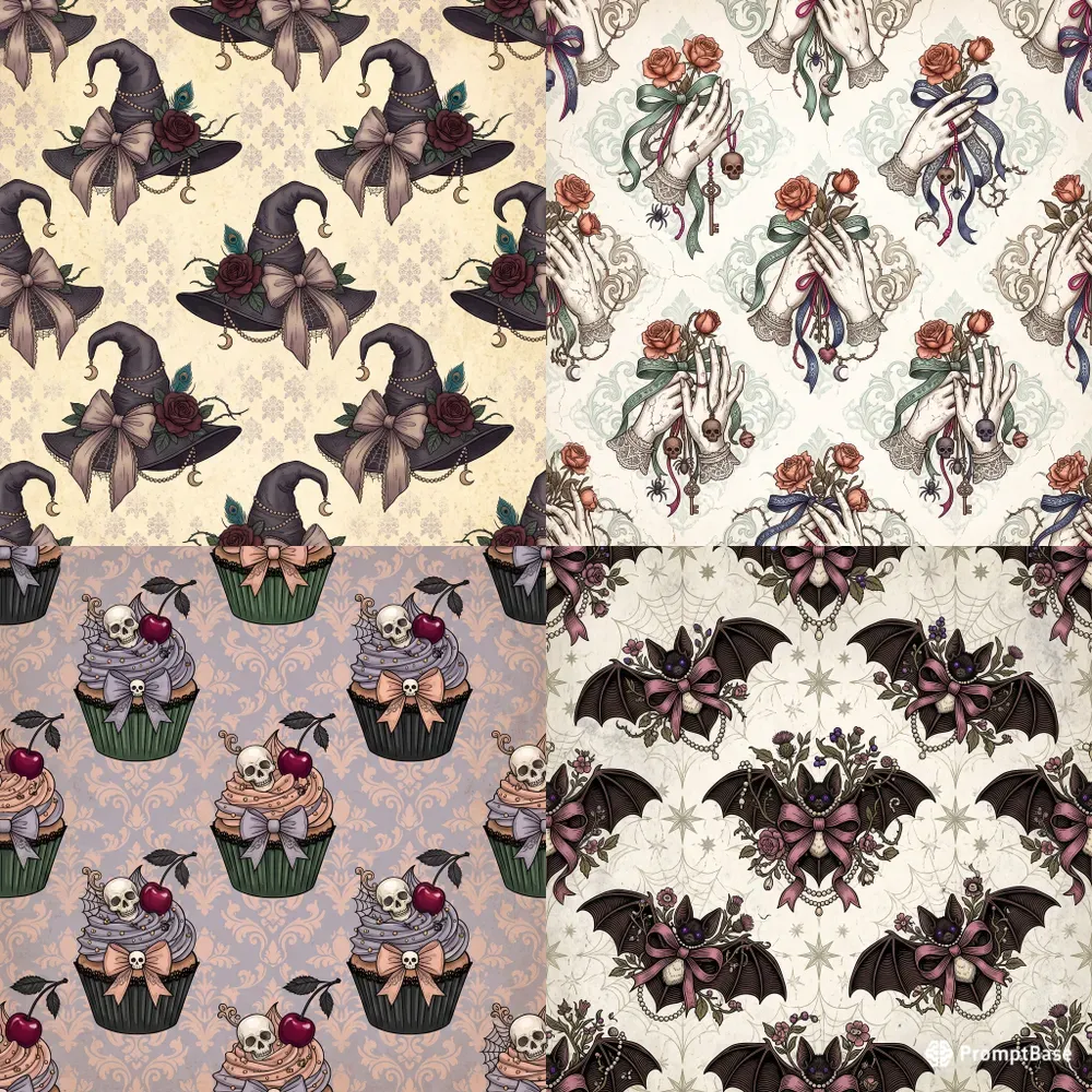 Creepy Coquette Halloween Patterns