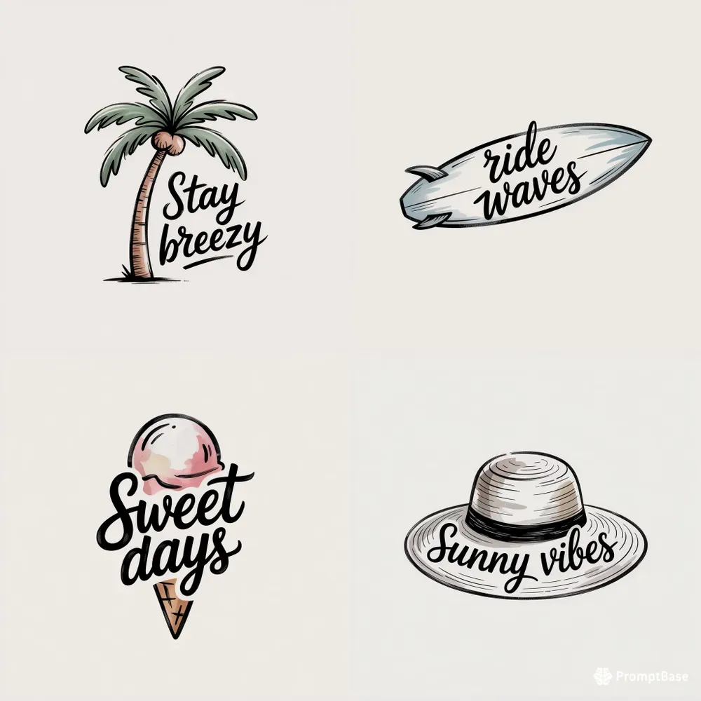 Hand Drawn Summer Tshirt Designs