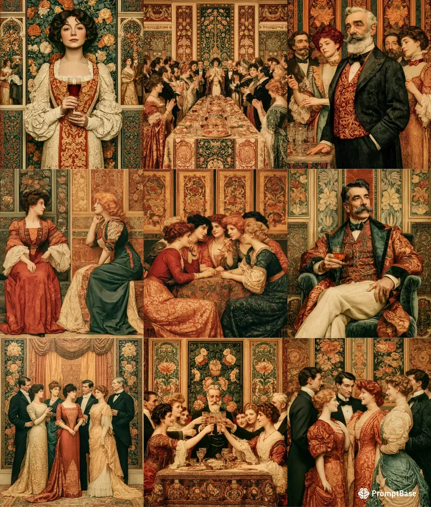 Elegant Aristocratic Oil Scenes