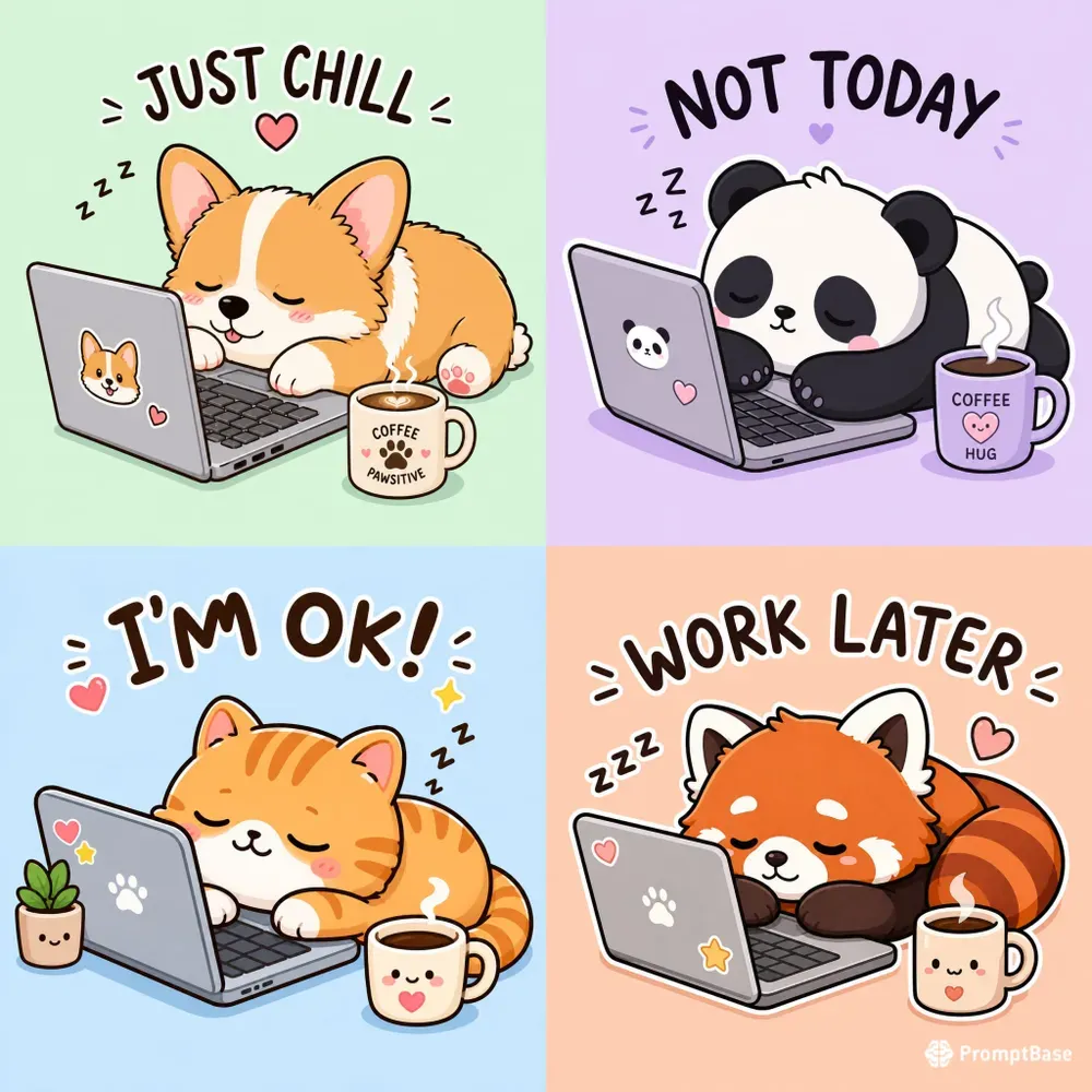 Cute Sleepy Animal Work Stickers
