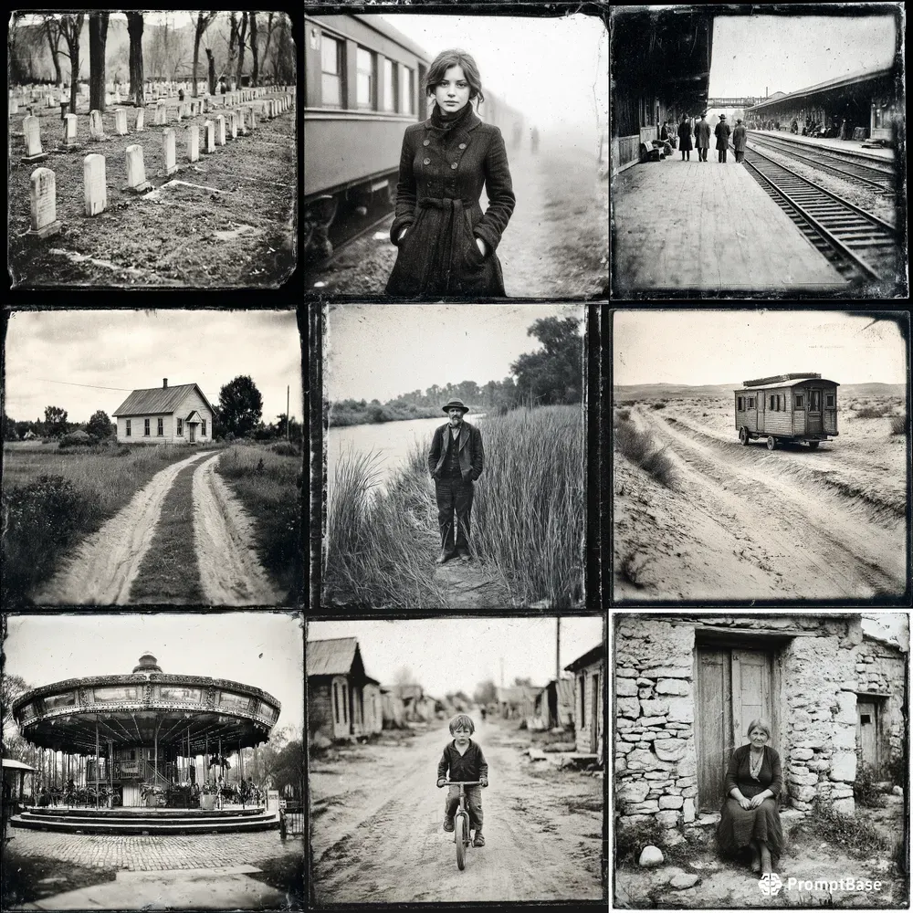 Aged Archival Photo Scenes