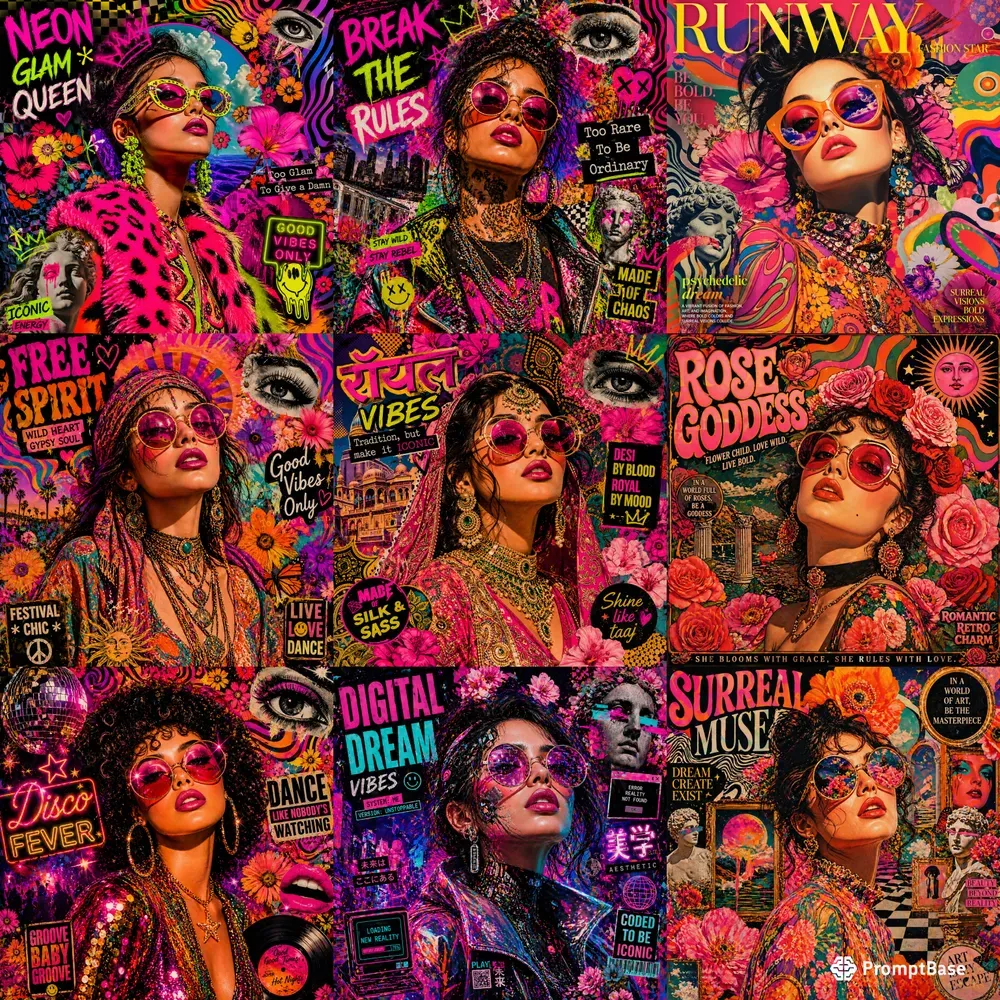 Psychedelic Fashion Pop Art Collages
