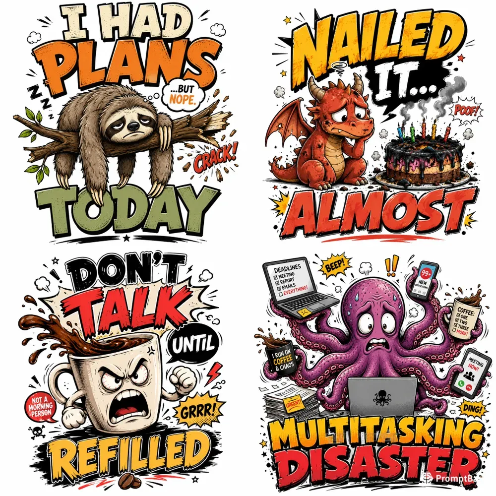 Whimsical Cartoon Quote Tshirts