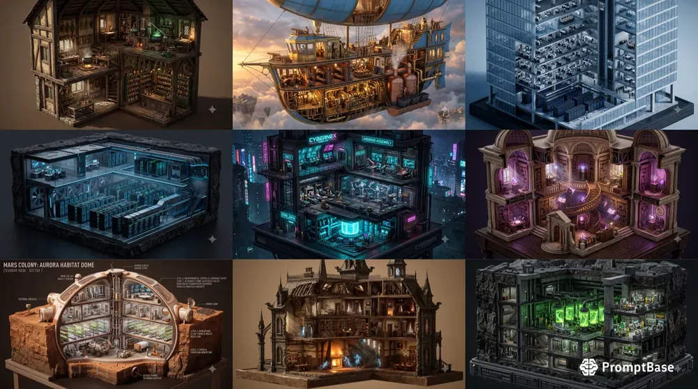Isometric 3D Cutaway Dioramas