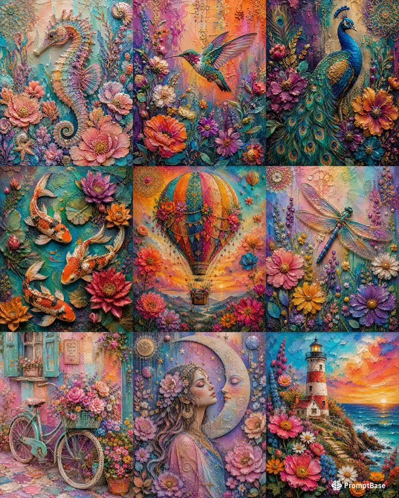 Vintage Boho Impasto Canvas Collections