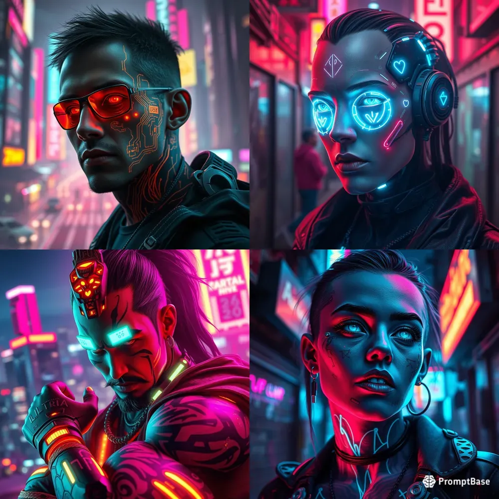 Neon Cyberpunk Digital Portraits