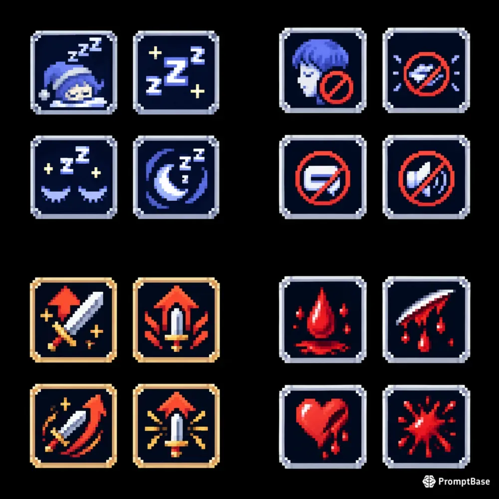 8bit RPG Buff Debuff Status Icons