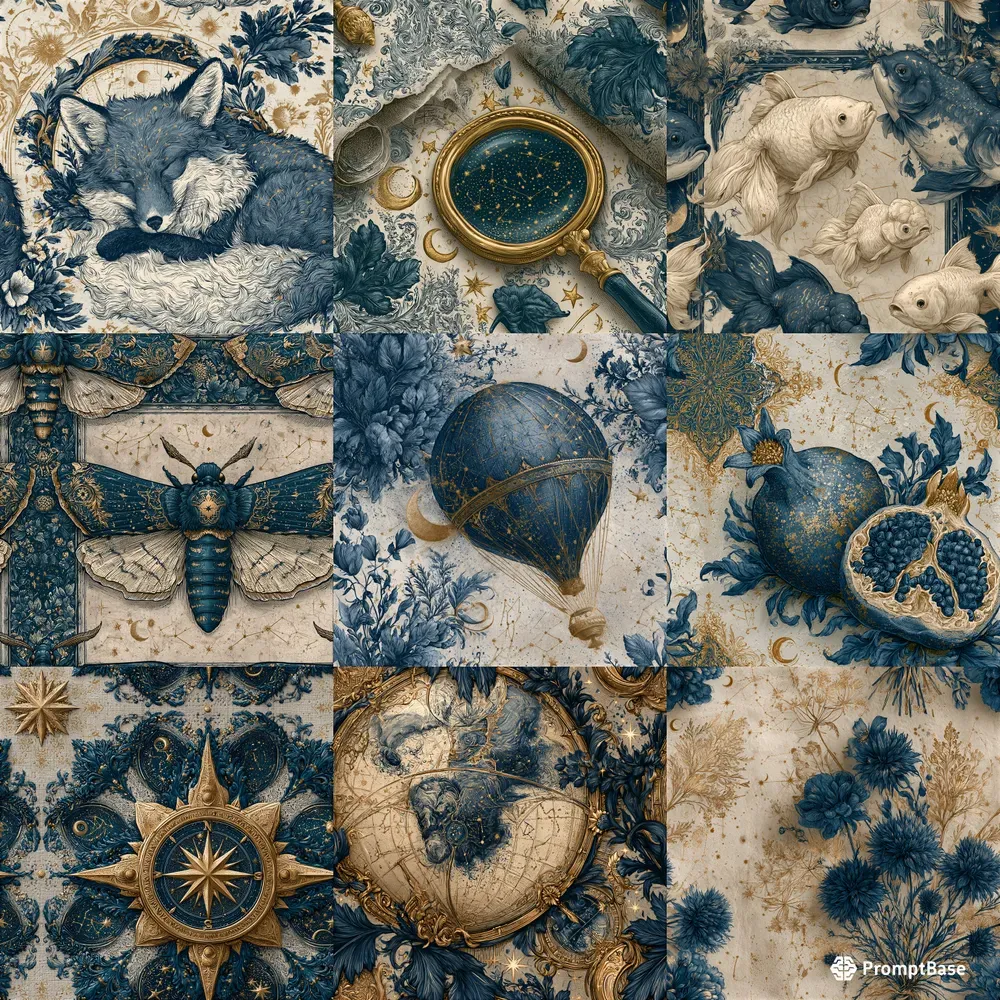 Handdrawn Celestial Repeat Patterns