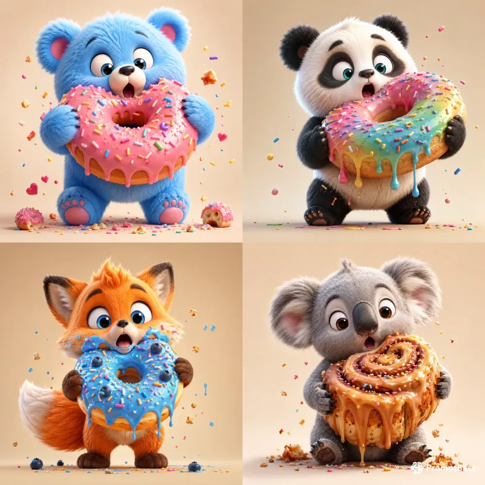 Cute Whimsical Animal Dessert Adventures