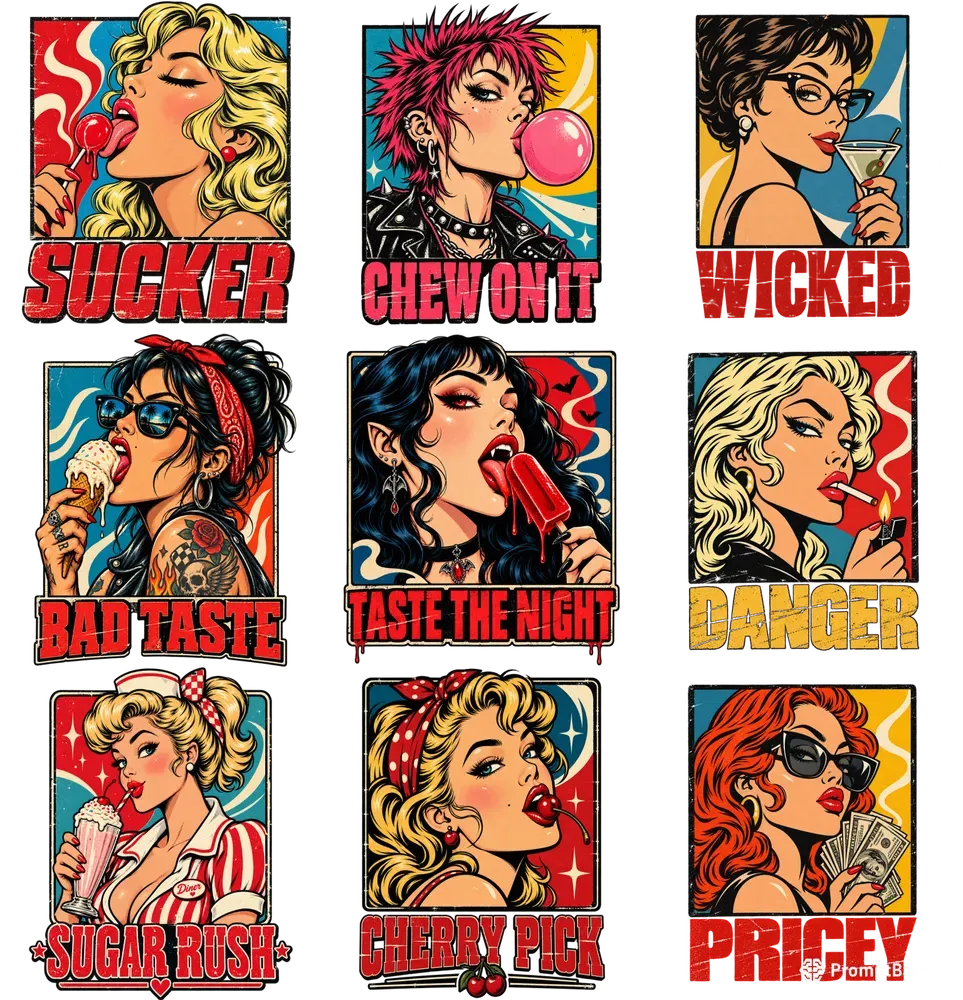 Retro Pin Up Pop Art Tshirt Graphics