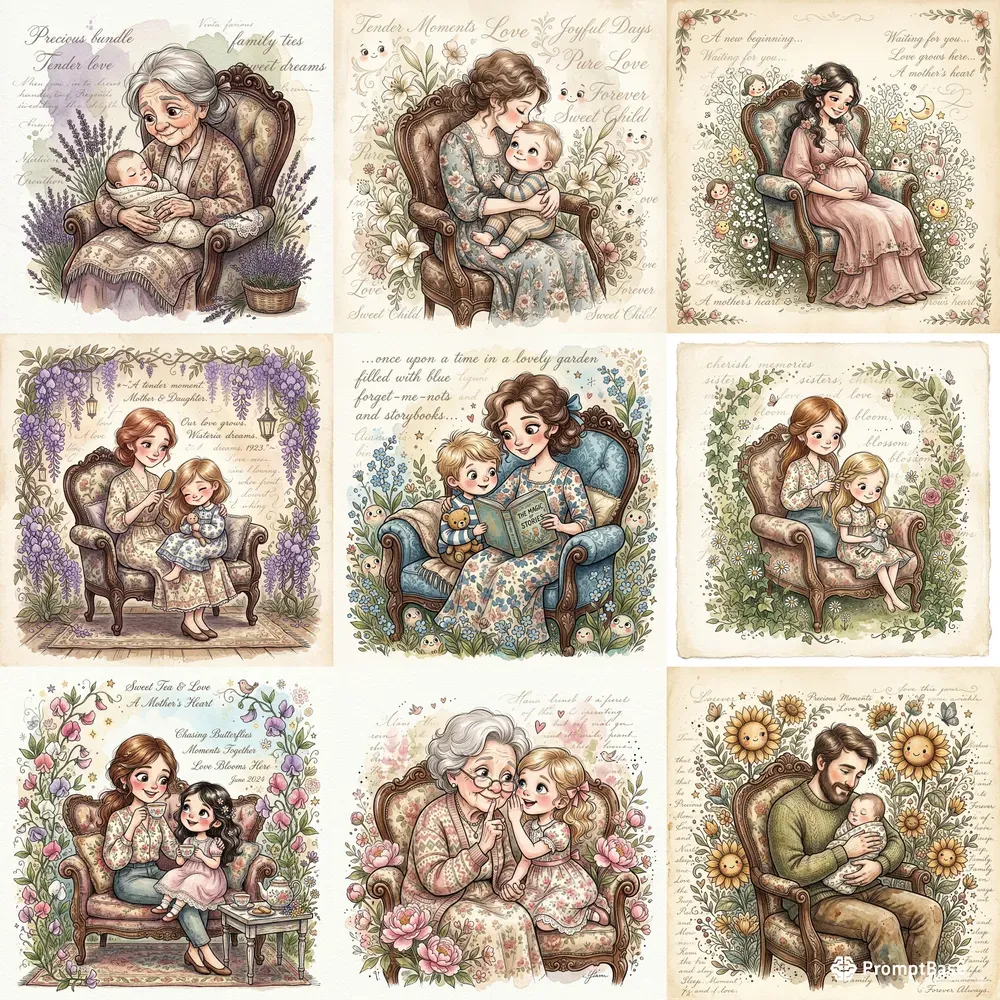 Cute Victorian Mixed Media Portraits