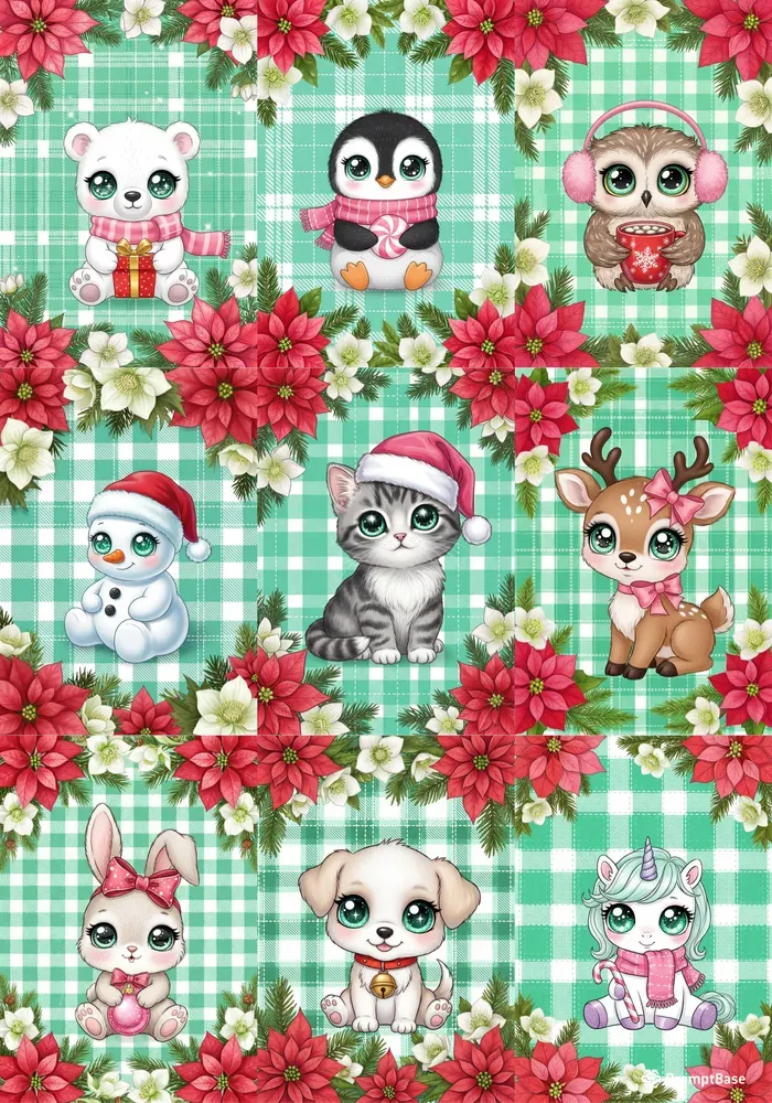 Sugar Mint Christmas Kawaii Art Posters