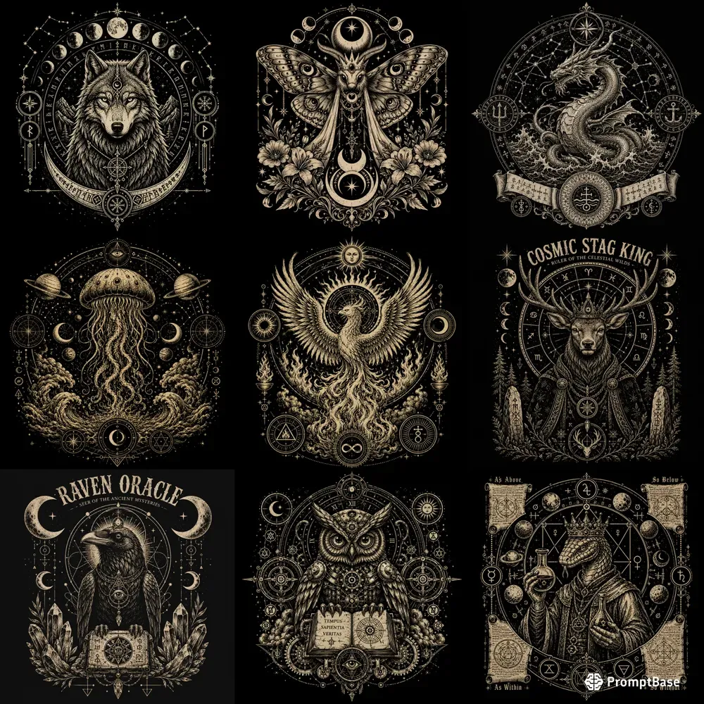 Vintage Arcane Symbolic Tshirt Designs