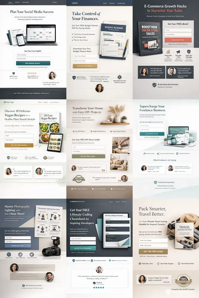 High End Email Capture Landing Pages