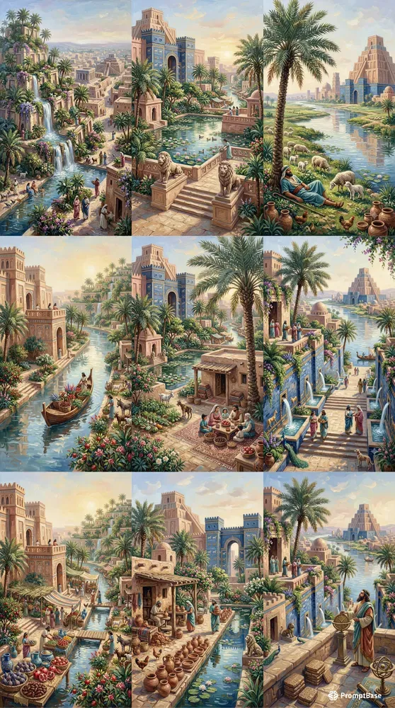 Impasto Ancient Babylon Life Paintings