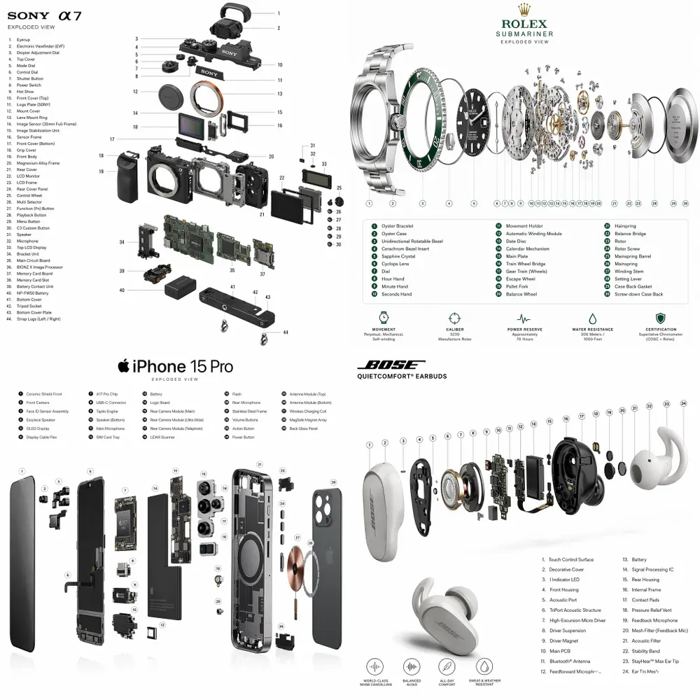 Exploded View Tech Product Ads