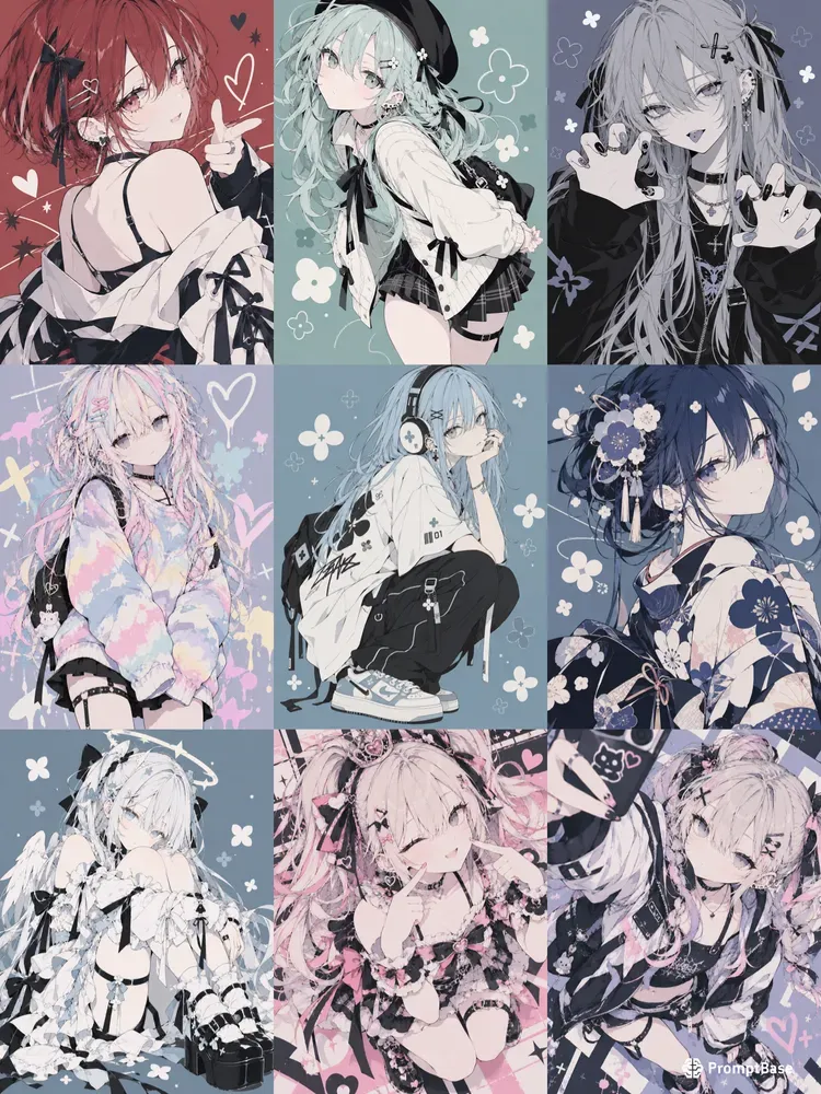 Stylish Flat Anime Girls Kawaii