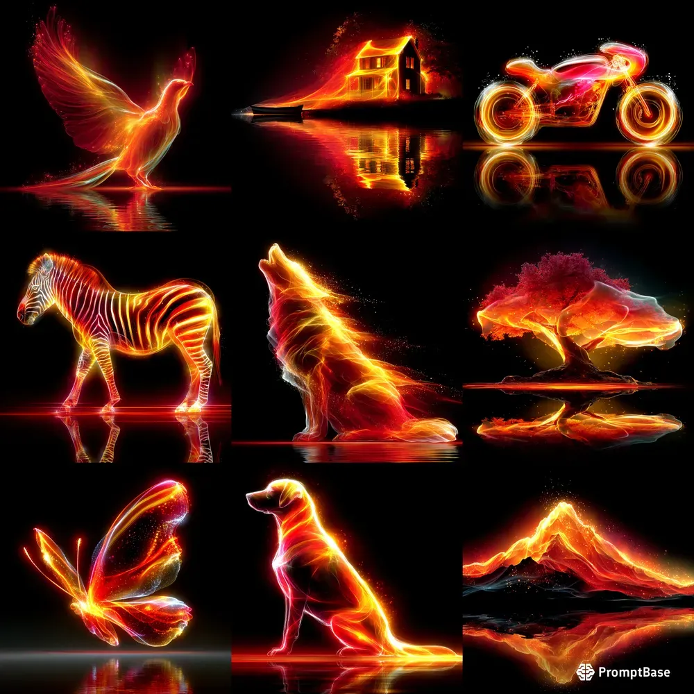 Neon Fire Glow Dark Fantasy Art