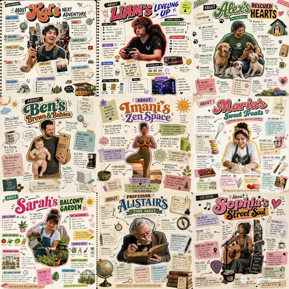 Digital Scrapbook Persona Cards