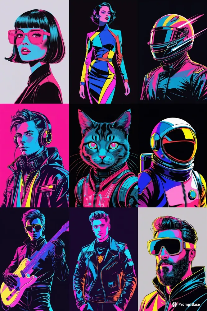 Neon Pop Art Cyberpunk Portraits