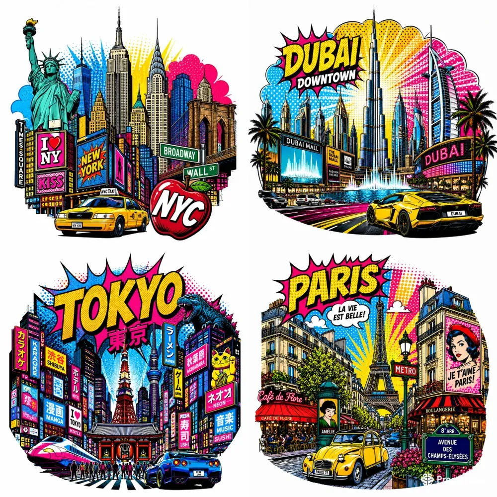 Pop Art City Skyline Painting Creators