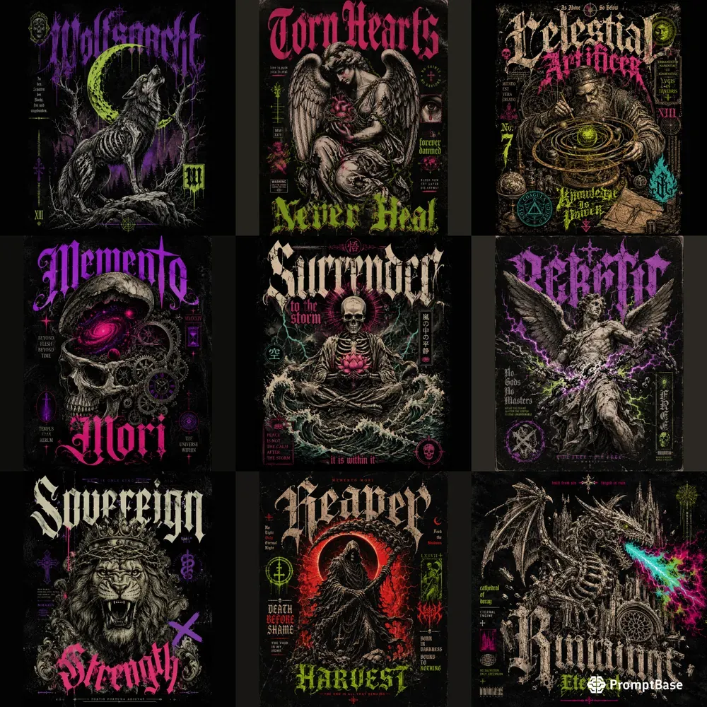 Dark Vintage Streetwear Graphic Prints