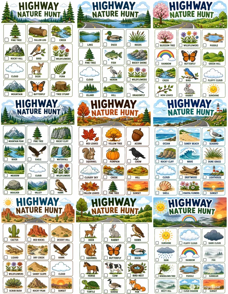 Kids Nature Highway Scavenger Hunts