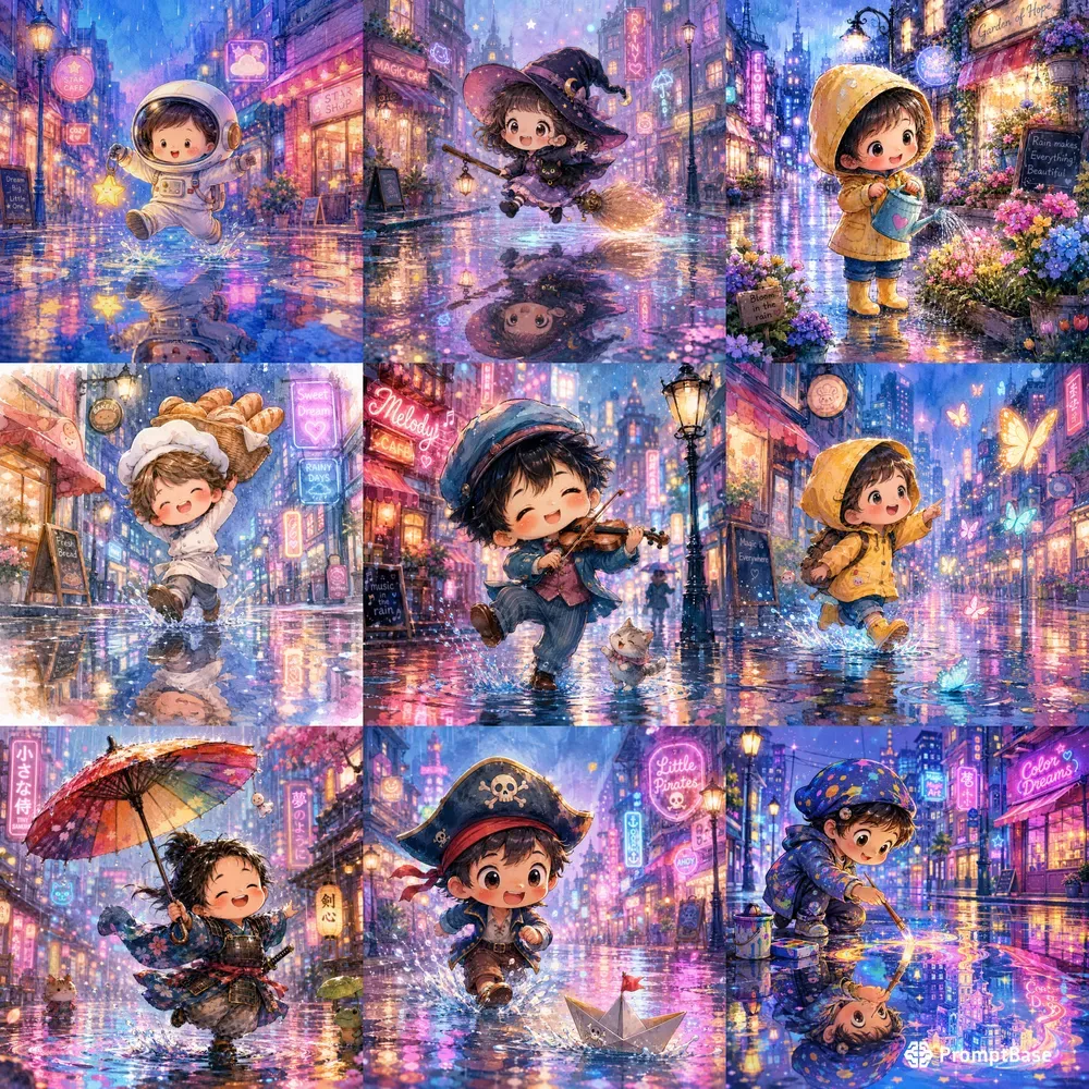 Whimsical Rainy Chibi Art Packs