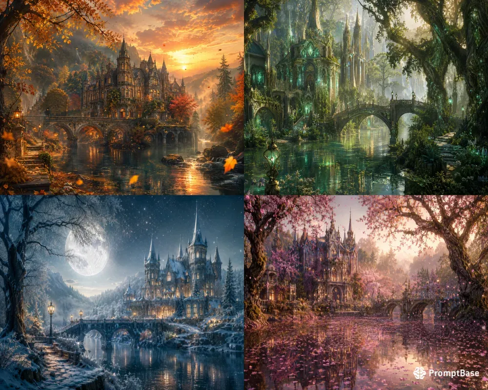 Enchanted Riverside Manor Dreamscape Art
