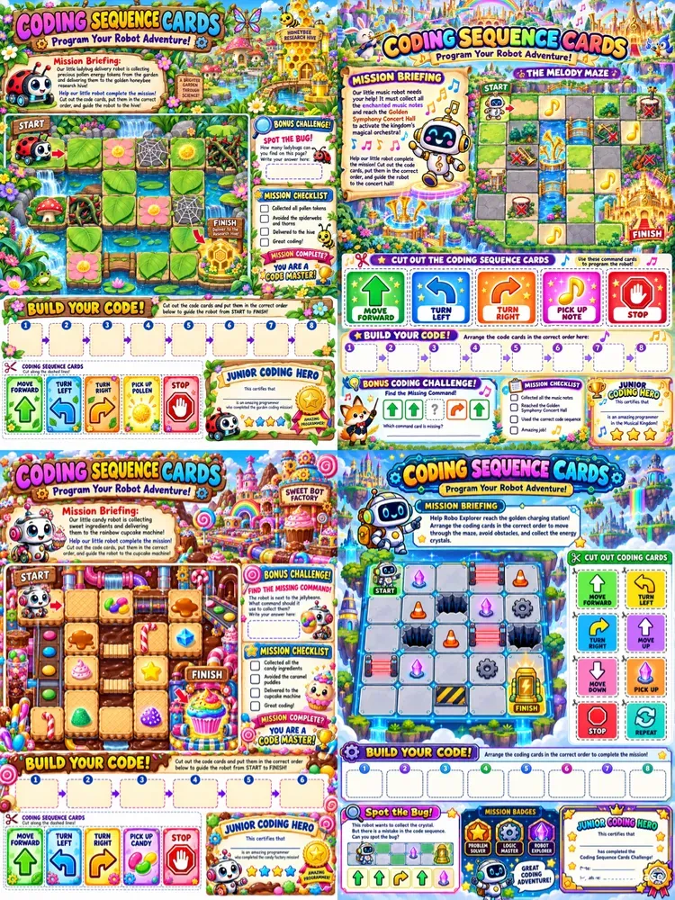 Coding Sequence Cards For Children 6 12