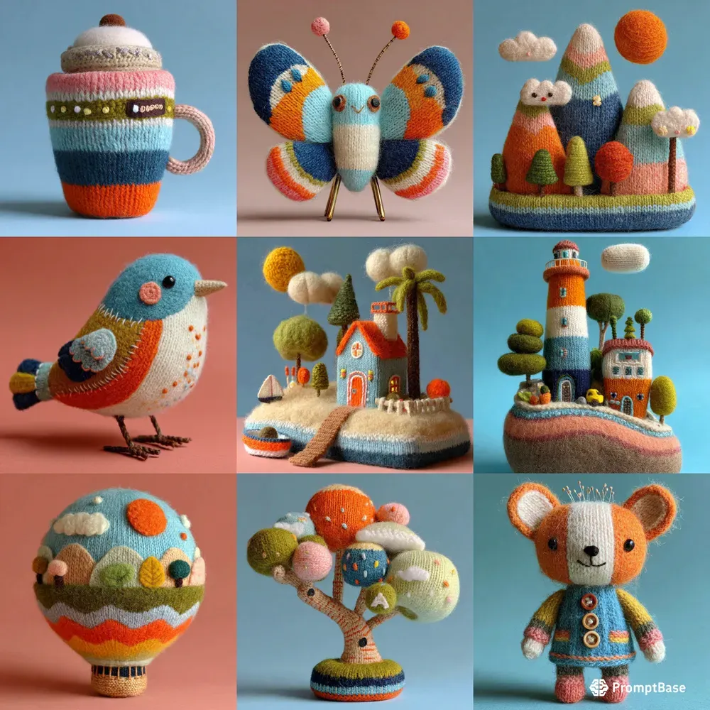 Knit Wool Felted Kawaii Plushes