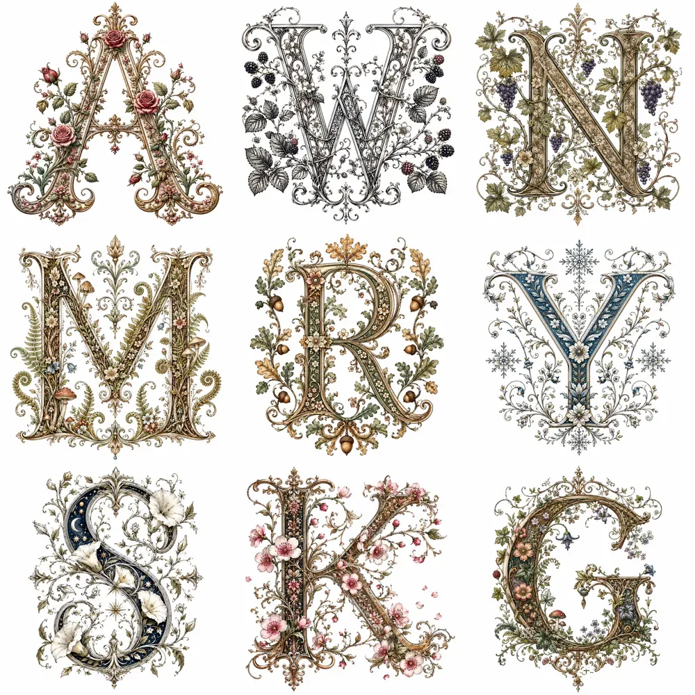 Victorian Floral Alphabets