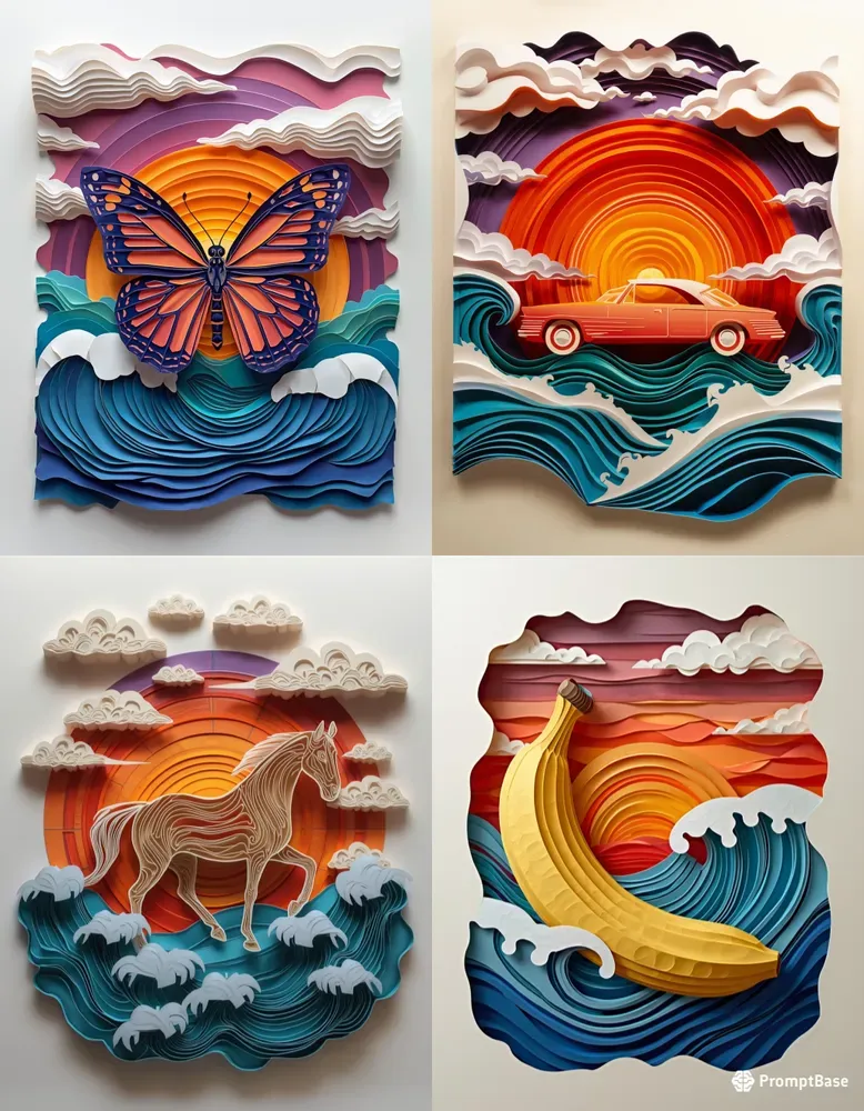 3D Layered Paper Cut Art Style