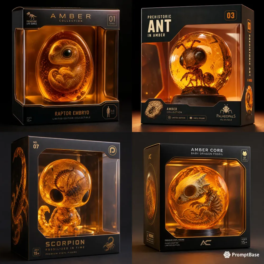 Amber Fossil Collectible Toy Boxes