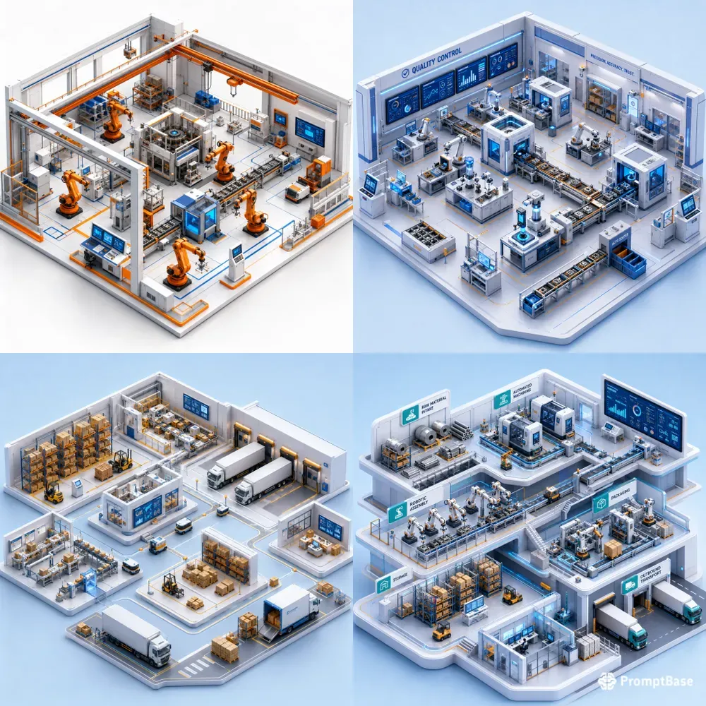 Smart Factory Isometric System Maps