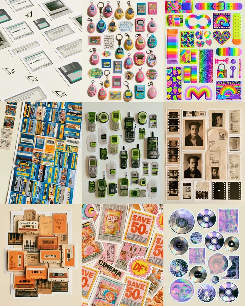 90s Y2k Nostalgia Ephemera Sheets