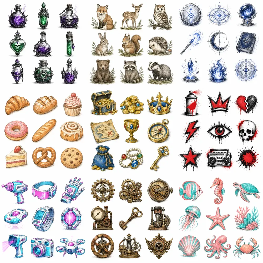 Hand Drawn Sketch Icons Studios