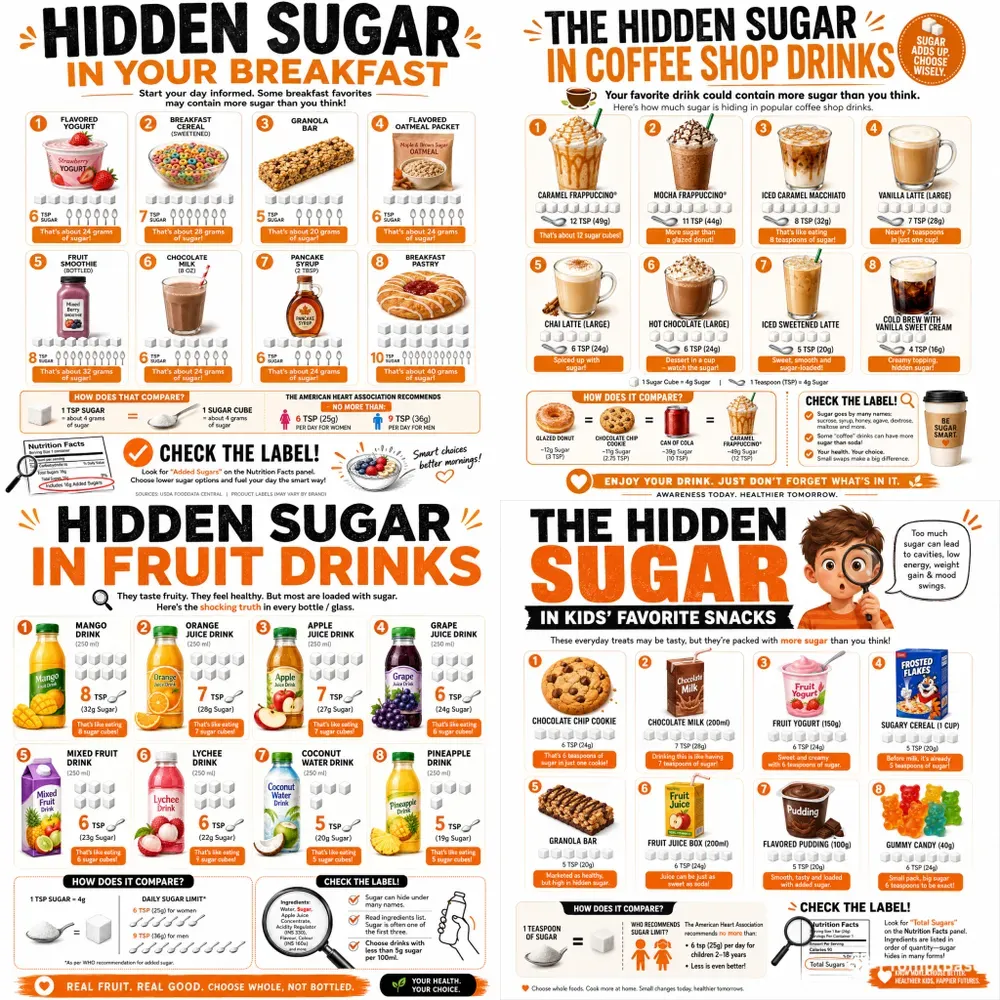 Healthy Food Sugar Infographics