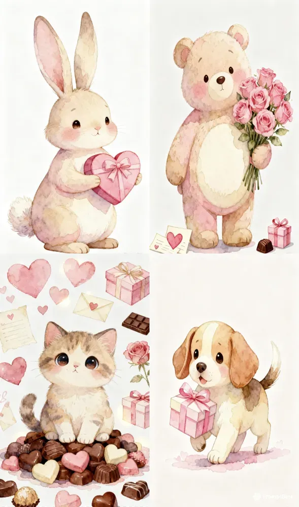 Valentines Day Cute Animal Clipart