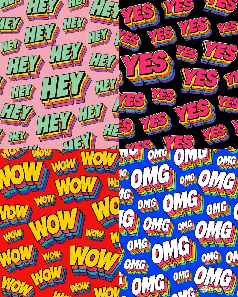 Retro 3D Bold Word Patterns