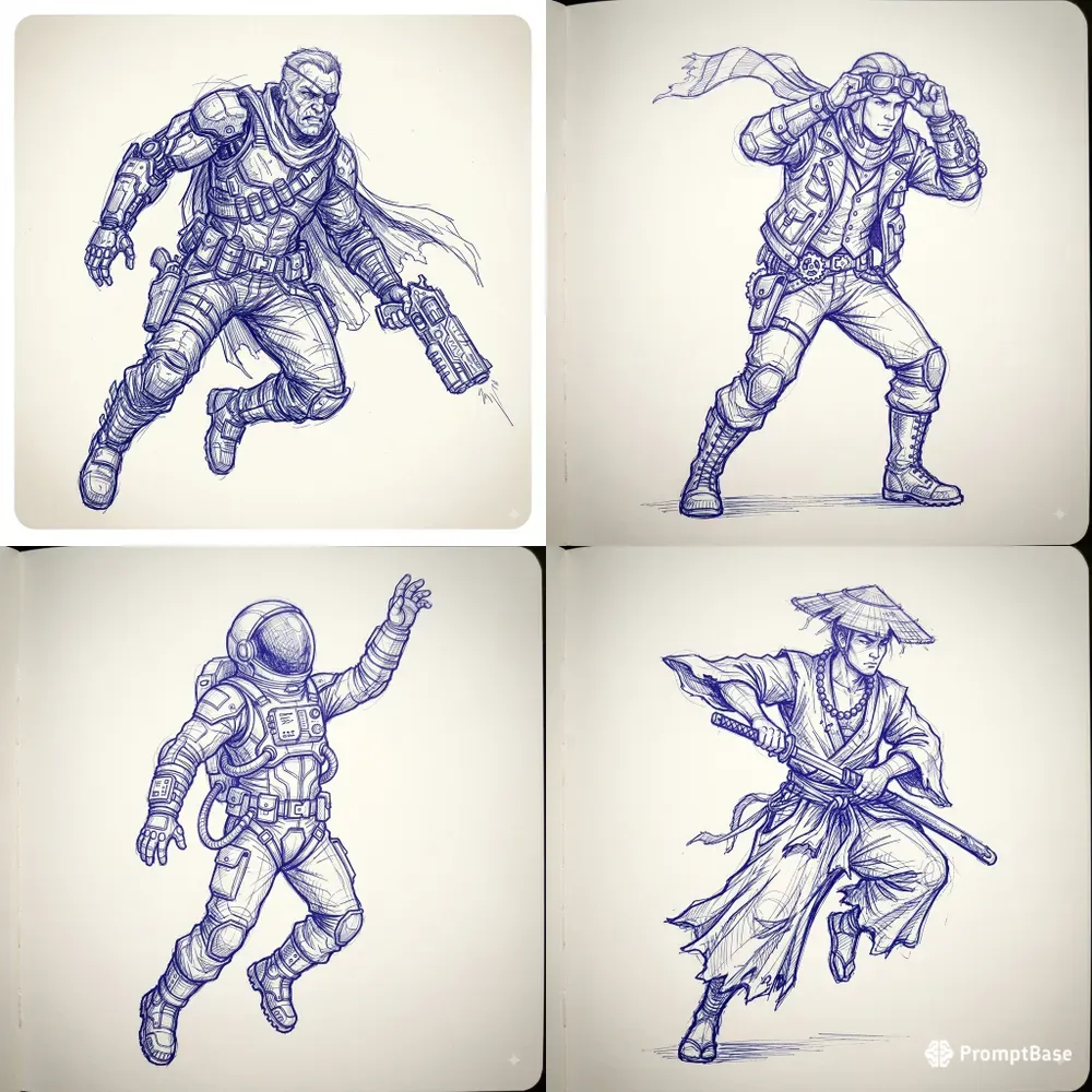 Blue Pen Sketch Art