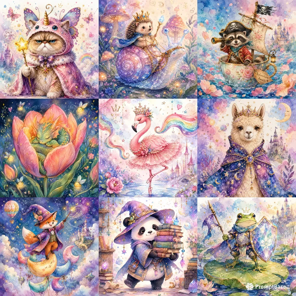 Whimsical Watercolor Fantasy Characters