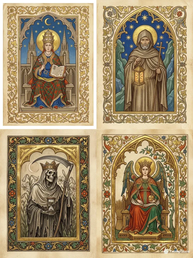 Medieval Illuminated Tarot Card Decks