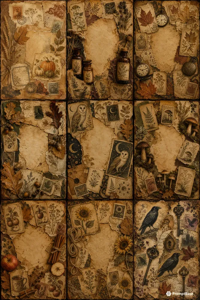 Vintage Autumn Junk Journal Ephemera